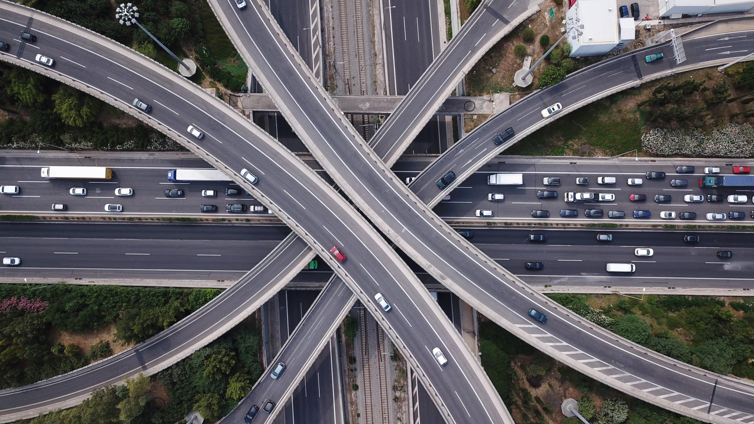 Aerial,Drone,Top,View,Photo,Of,Highway,Multilevel,Junction,Interchange