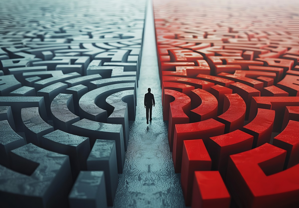 person walking through maze